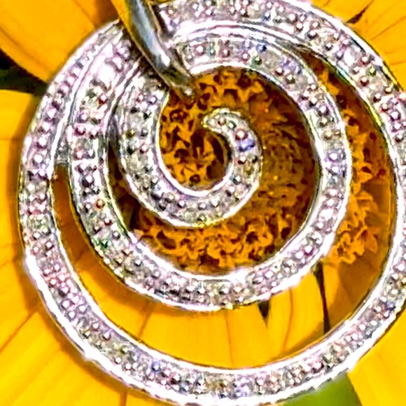 925 Stamped Silver REAL DIAMONDS Spiral of Life Necklace - Picture 7 of 13